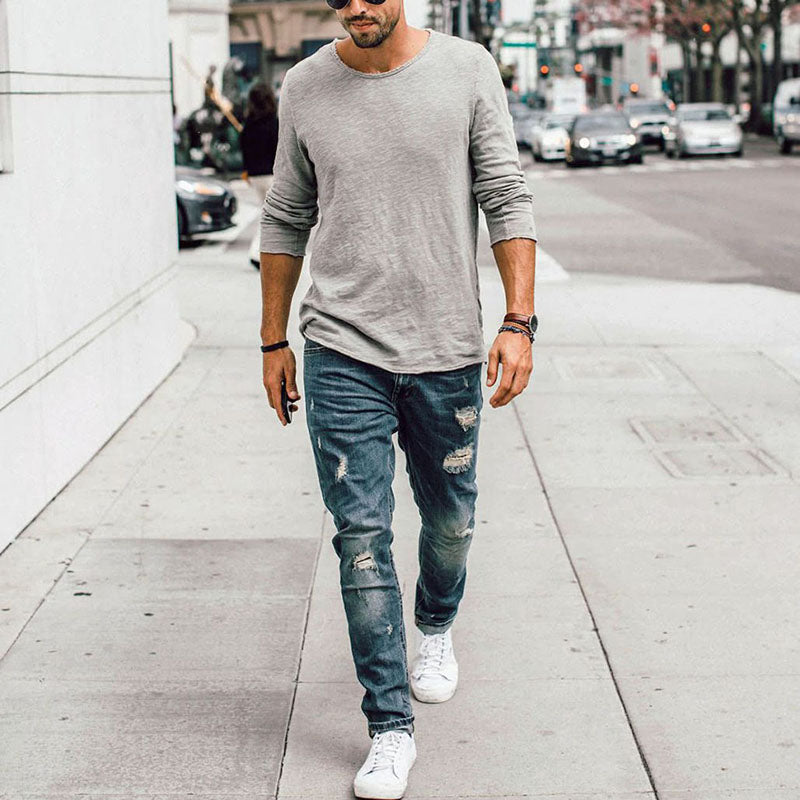 Pure Cotton Fashion Street Style Casual Long-Sleeved T-Shirt