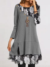 Load image into Gallery viewer, Retro Casual Loose Color Matching Floral Long Sleeve Dress
