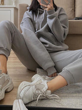 Load image into Gallery viewer, Women&#39;S Casual Solid Color Hooded Sports Loose Two-Piece Suit
