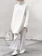 Load image into Gallery viewer, Casual High Collar Irregular Hem Tops Loose Pants Two-piece
