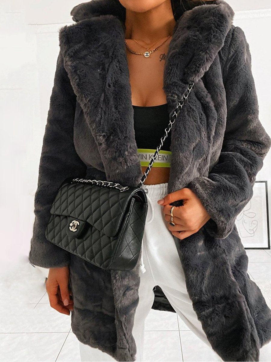 Faux Lapel Plus Fleece Coat