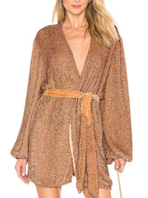 Load image into Gallery viewer, Deep V Long Sleeve Sequin Evening Dress
