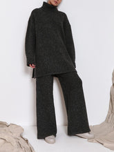 Load image into Gallery viewer, Fashionable Simple Casual Loose Turtleneck Top Pants Knitted Suit
