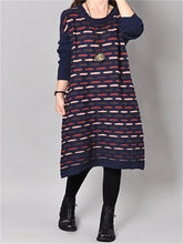 Load image into Gallery viewer, Retro Loose Women&#39;S Striped Sweater Dress
