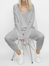 Load image into Gallery viewer, Pure Color Long Sleeve Fashion Casual Two-piece Suit
