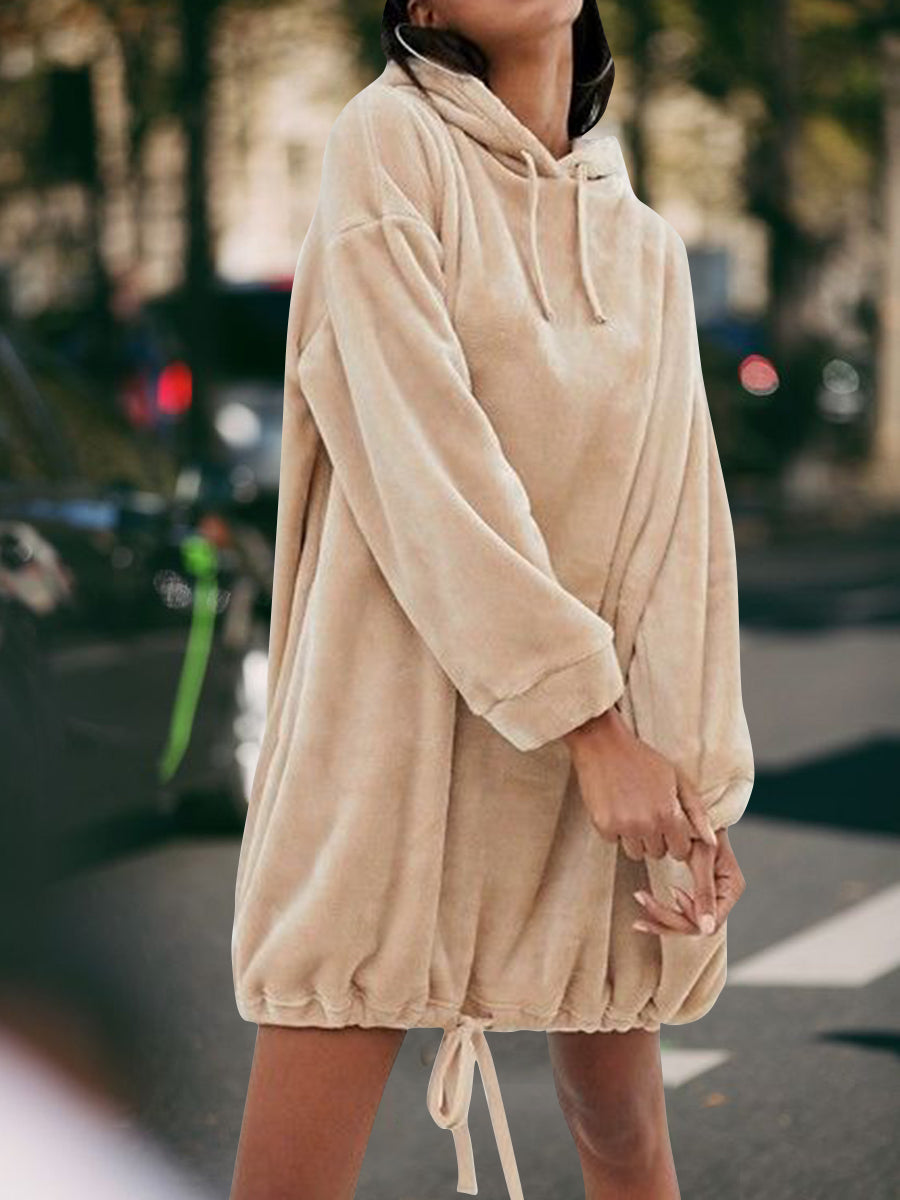 Elastic Hem and Wide Loose Sweater Dress