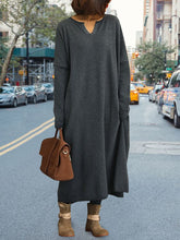 Load image into Gallery viewer, Fashion Notched Round Neck Loose Long Dress
