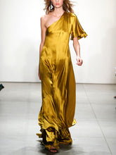 Load image into Gallery viewer, Fashion One-shoulder Silk Elegant Evening Maxi Dress
