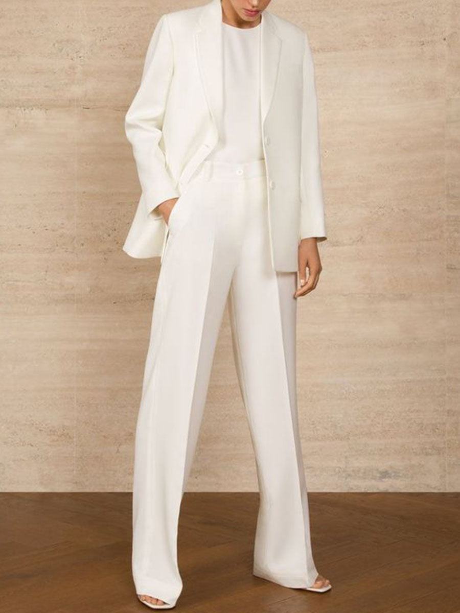 Women's Fashion Lapel Suit Solid Color Two-piece Suit