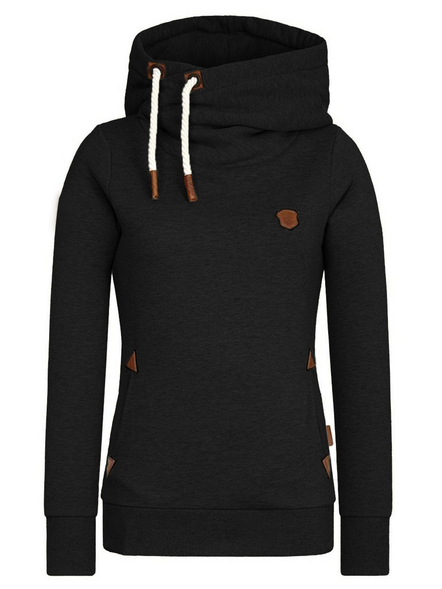 Pure Color Casual Long Sleeve Hooded Pullover Sweatshirt