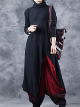 Load image into Gallery viewer, Retro Slit High Neck Women&#39;S Casual Knitted Dress
