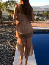 Load image into Gallery viewer, Fashion Sexy Suspender Fringed Midi Dress

