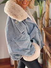 Load image into Gallery viewer, Autumn Winter Lapel Fleece on Cuffs Denim Jacket
