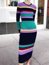 Load image into Gallery viewer, Round Neck Multicolor Stitching Casual Dress
