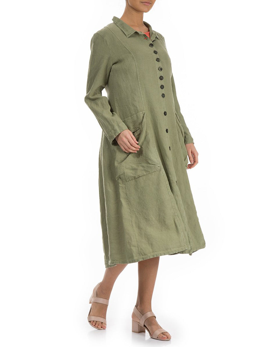 Fashion Long Lapel Linen Jacket with Pockets