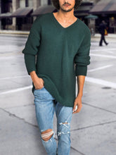 Load image into Gallery viewer, Men&#39;S Fashion Solid Color V-Neck Knitted Sweater
