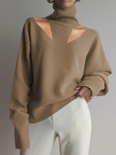 Load image into Gallery viewer, 达不到供应链要求，产品下架Fashion Casual Solid Color Turtleneck Hollow Sweater
