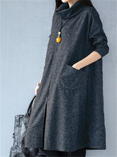 Load image into Gallery viewer, Warm High Neck Patch Pocket Women&#39;S Knitted Dress
