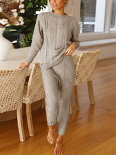 Load image into Gallery viewer, Round Neck Casual Ribbing Knitted Suit
