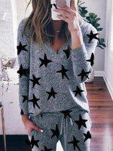 Load image into Gallery viewer, Fashion Star Print Long Sleeve Two-piece Suit
