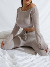 Load image into Gallery viewer, off the Shoulder Top Solid Color Pants Suit

