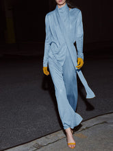 Load image into Gallery viewer, Fashionable And Elegant High Neck Long Sleeve Pants Knit Suit
