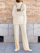 Load image into Gallery viewer, High Collar Casual Solid Color Knitted Two-piece Suit
