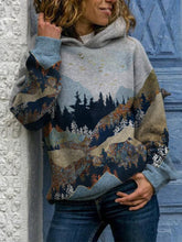 Load image into Gallery viewer, Fashion Landscape Print Long-sleeved Casual Hooded Top
