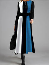 Load image into Gallery viewer, Elegant Retro Color Matching Long Sleeve Maxi Dress
