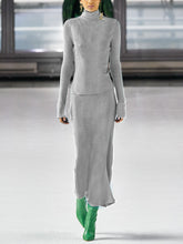 Load image into Gallery viewer, Knitted Thin Turtleneck Sweater Slim-fit Skirt Two-piece Suit
