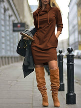 Load image into Gallery viewer, Slim Fit Casual Sweater Dress with Hood
