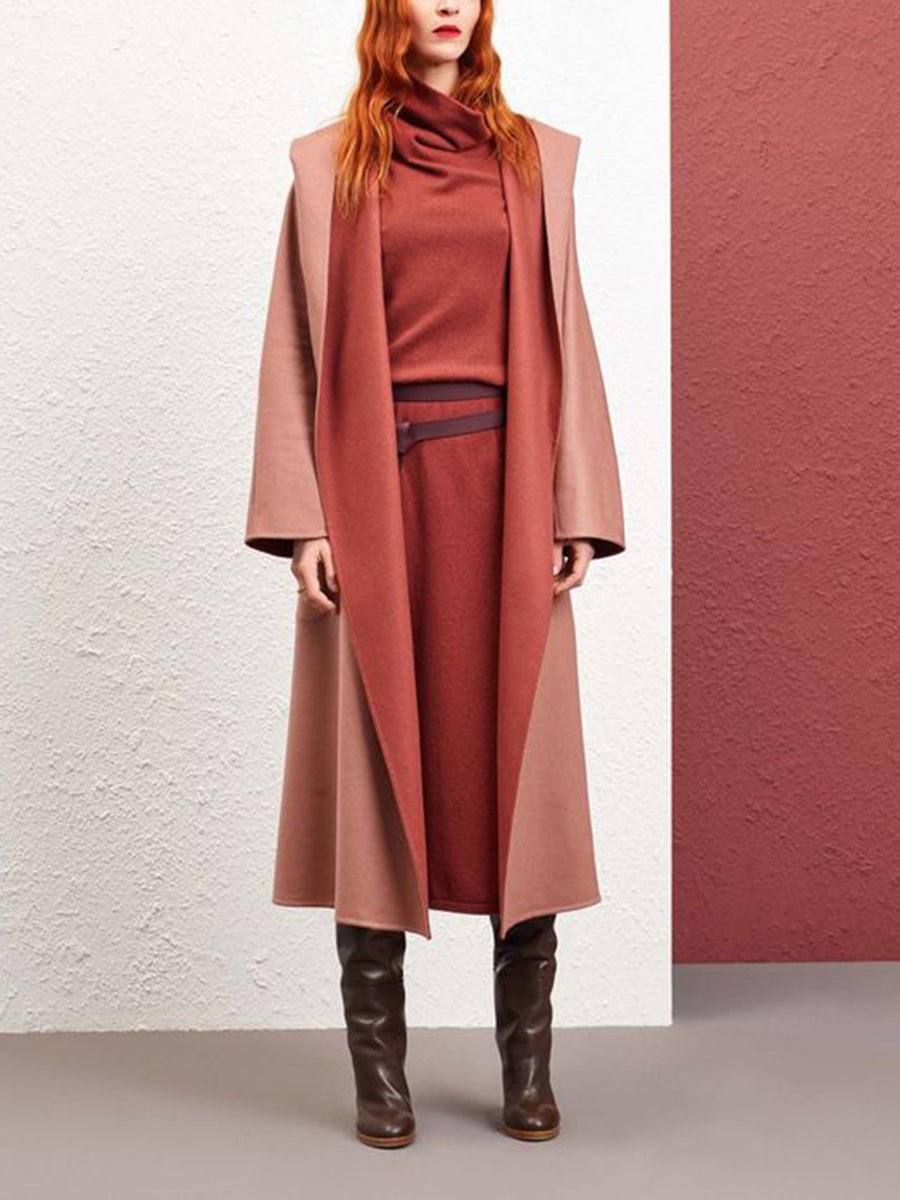 Pure Color Fashion Casual Lapel Long Coat