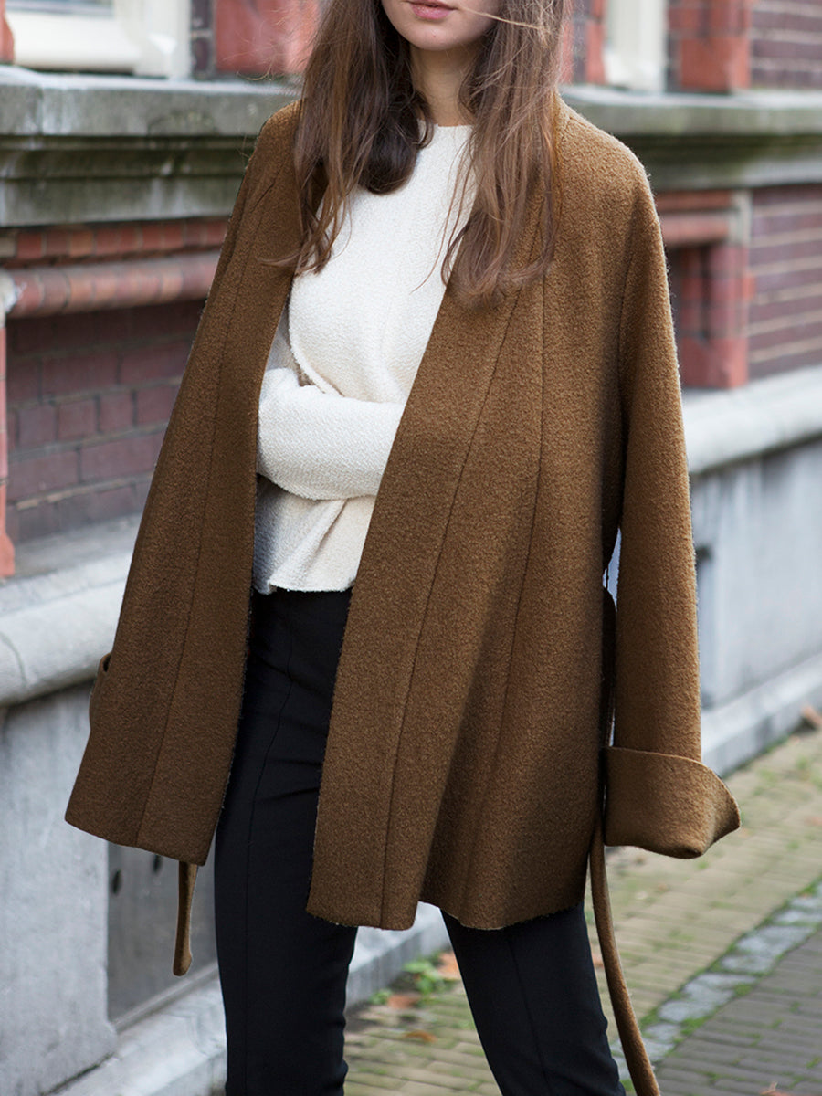 Fashion Solid Color Long Sleeve Casual Coat
