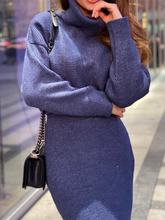 Load image into Gallery viewer, Fashion High Neck Slim Warm Knitted Sweater Dress
