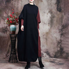 Load image into Gallery viewer, Retro Contrast Color Loose Bat Sleeve Women&#39;S Sweater Dress

