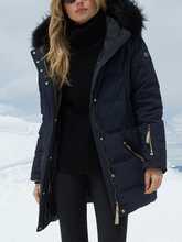 Load image into Gallery viewer, Fashion Fur Collar Hooded Zipper Coat Down Jacket
