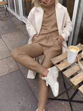 Load image into Gallery viewer, Fashion Casual Long-sleeved Solid Color High-neck Two-piece Suit
