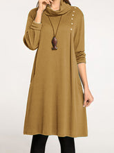 Load image into Gallery viewer, Simple Casual Loose High Neck Long Sleeve Dress
