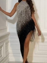 Load image into Gallery viewer, Fashion Sexy Fringed Sleeveless Irregular Midi Dress
