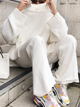 Load image into Gallery viewer, Solid Color High Neck Loose Knit Suit
