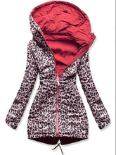 Load image into Gallery viewer, Leopard Print Hooded Reversible Coat
