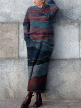 Load image into Gallery viewer, Retro Long-sleeved Color Gradient Casual Dress with Pockets
