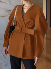 Load image into Gallery viewer, Fashion Solid Color V-neck Long Sleeve Casual Jacket
