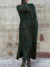 Load image into Gallery viewer, Long Sleeve Printed Hem Split Casual Dress
