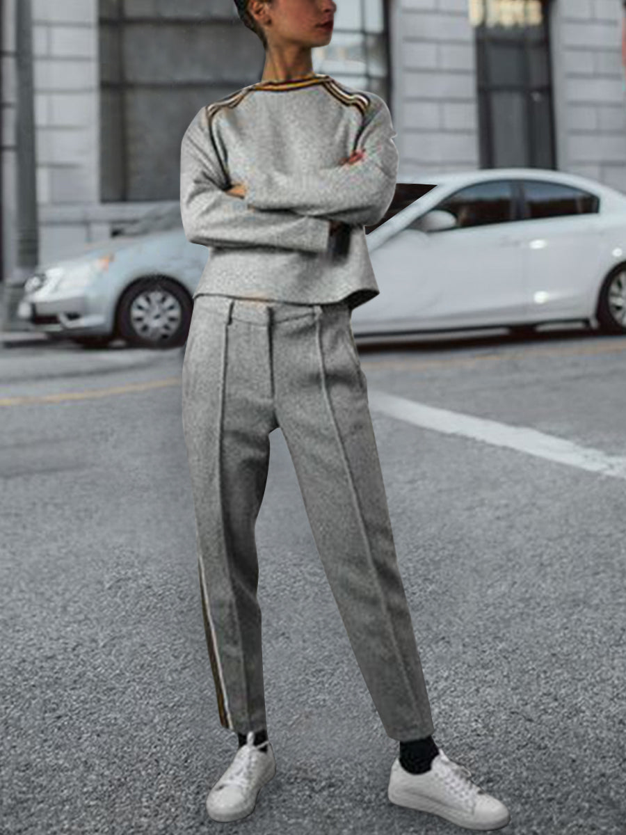 Ladies Two-piece Knit Solid Color Small Turtleneck