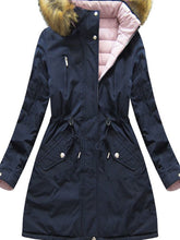 Load image into Gallery viewer, Warm Zipper Waist Plush Hooded Cotton Jacket
