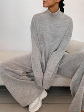Load image into Gallery viewer, Knit Wide-Leg Pants Turtleneck Sweater Two-Piece Suit
