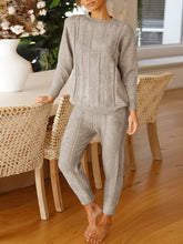 Load image into Gallery viewer, Round Neck Casual Ribbing Knitted Suit
