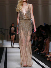 Load image into Gallery viewer, Sexy Suspender Sequin Evening Dress
