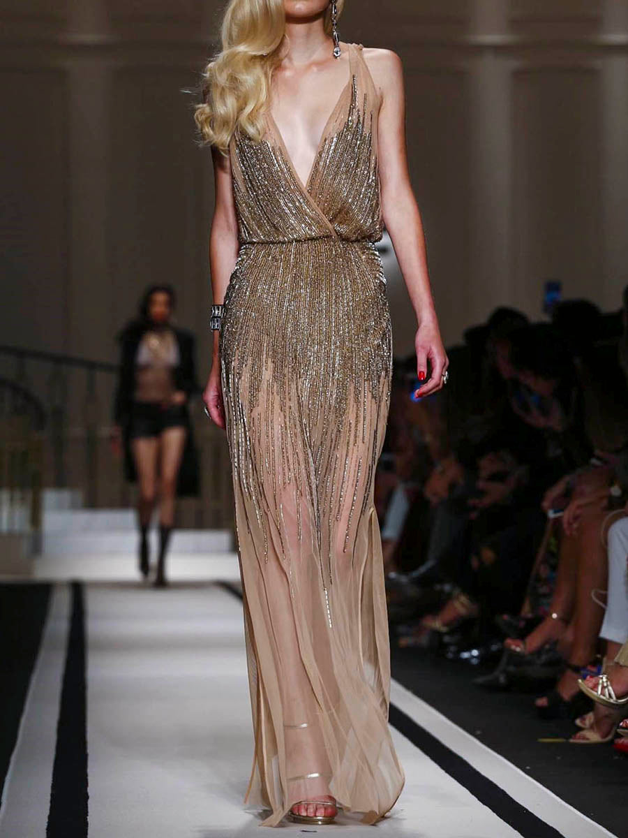 Sexy Suspender Sequin Evening Dress